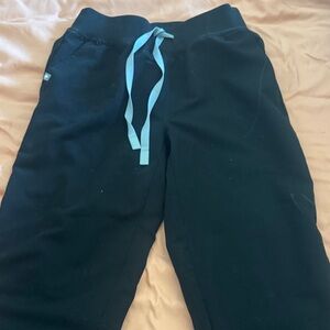 Figs Black Joggers with Light Blue Drawstring